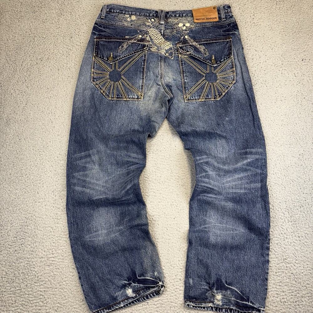 Vtg Artful Dodger Embroidered Baggy Skate Y2k Jesse Pinkman Jeans Men 38 (39x33)